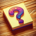 Question Mark Sticky Note, Vibrant Design on Textured Wood Background Royalty Free Stock Photo