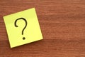Question Mark Sticky Note. Yellow sticky note Royalty Free Stock Photo