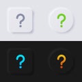 Question mark symbol button icon set, Multicolor neumorphism button soft UI Design. Royalty Free Stock Photo