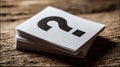 The Question Mark Symbol on Stacked Cards Suggesting Inquiry and Curiosity. AI generated image Royalty Free Stock Photo