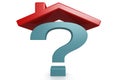 Question mark under the red house roof on white background Royalty Free Stock Photo