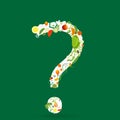 question mark with vegetables pattern for web and print decoration, vector illustration