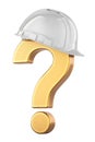 Question mark with white hard hat, 3D rendering