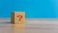 QUESTION MARK on wood cube block Royalty Free Stock Photo