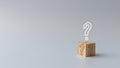 question mark on a wooden cube over a grey background. FAQ concept, ask questions, find answers online in customer support Royalty Free Stock Photo