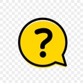 Question mark yellow bubble, FAQ question mark button vector icon