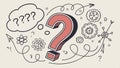 Question marks around head, confusion doubt vector design Generative AI Royalty Free Stock Photo