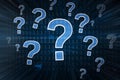 Question marks and binary code evoke technology and inquiry Royalty Free Stock Photo