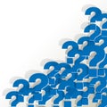 Question Marks blue in the corner on a white background