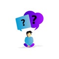 Question marks bubble with illustration cartoon boy Royalty Free Stock Photo