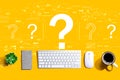 Question marks with a computer keyboard Royalty Free Stock Photo