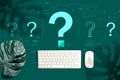 Question marks with a computer keyboard Royalty Free Stock Photo