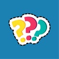 Question marks dash lines flat color sticker Royalty Free Stock Photo