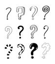 Question marks vector set. Ask signs in doodle, sketch style. Pen, inky punctuation icons. Interrogation symbols for expressing Royalty Free Stock Photo