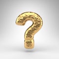 Question symbol on white background. Hammered brass 3D sign with shiny metallic texture Royalty Free Stock Photo