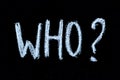 Question who? on chalkboard Royalty Free Stock Photo