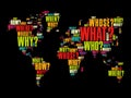 Question Words World Map in Typography