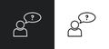 questioning outline icon in white and black colors. questioning flat vector icon from activity and hobbies collection for web,