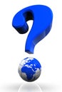 Questionmark and globe blue symbol Royalty Free Stock Photo