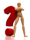 Questionn mark and mannequin Royalty Free Stock Photo