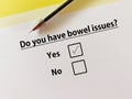 Questionnaire about bowel issues Royalty Free Stock Photo