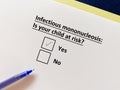 Questionnaire about child infection