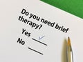 Questionnaire about counseling and therapy Royalty Free Stock Photo