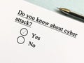 Questionnaire about cyber attack Royalty Free Stock Photo