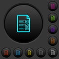 Questionnaire document dark push buttons with color icons