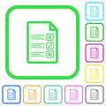 Questionnaire document vivid colored flat icons icons