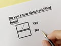 Questionnaire about food manufacturing