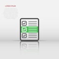 Questionnaire icon in flat style. Online survey vector illustration on white isolated background. Checklist report business Royalty Free Stock Photo