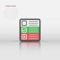 Questionnaire icon in flat style. Online survey vector illustration on white isolated background. Checklist report business Royalty Free Stock Photo