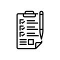 Black line icon for Questionnaire, interrogatory and form Royalty Free Stock Photo