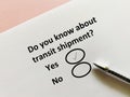 Questionnaire about logistics