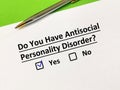 Questionnaire about personality disorder