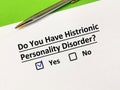 Questionnaire about personality disorder Royalty Free Stock Photo