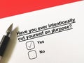 Questionnaire about self-harm Royalty Free Stock Photo
