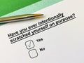 Questionnaire about self-harm Royalty Free Stock Photo