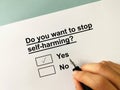 Questionnaire about self-harm Royalty Free Stock Photo