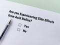 Questionnaire about side effects