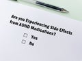 Questionnaire about side effects Royalty Free Stock Photo