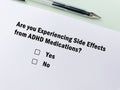 Questionnaire about side effects