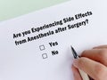 Questionnaire about side effects