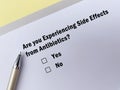 Questionnaire about side effects Royalty Free Stock Photo