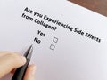 Questionnaire about side effects