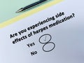 Questionnaire about side effects