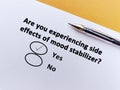 Questionnaire about side effects