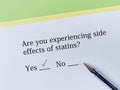 Questionnaire about side effects Royalty Free Stock Photo
