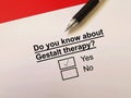 Questionnaire about therapy